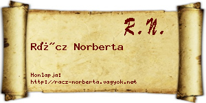 Rácz Norberta névjegykártya